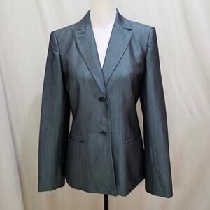BCBGMaxAzria Silver Shiny Metallic Single-Breasted Pockets Formal Blazer, Small